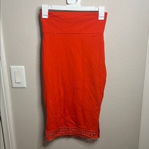 bebe Vibrant Pencil Skirt with Lace Detail